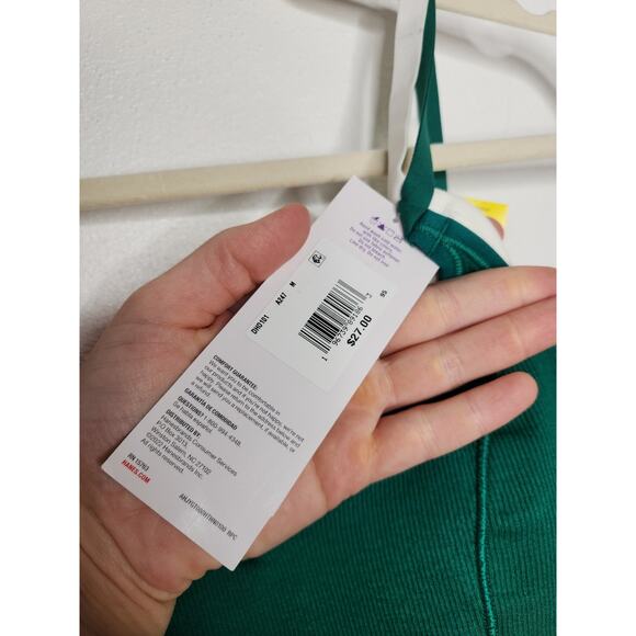 NWT Hanes Bralette Bras 2 Pack Medium Green White Cotton Womens - Picture 3 of 5